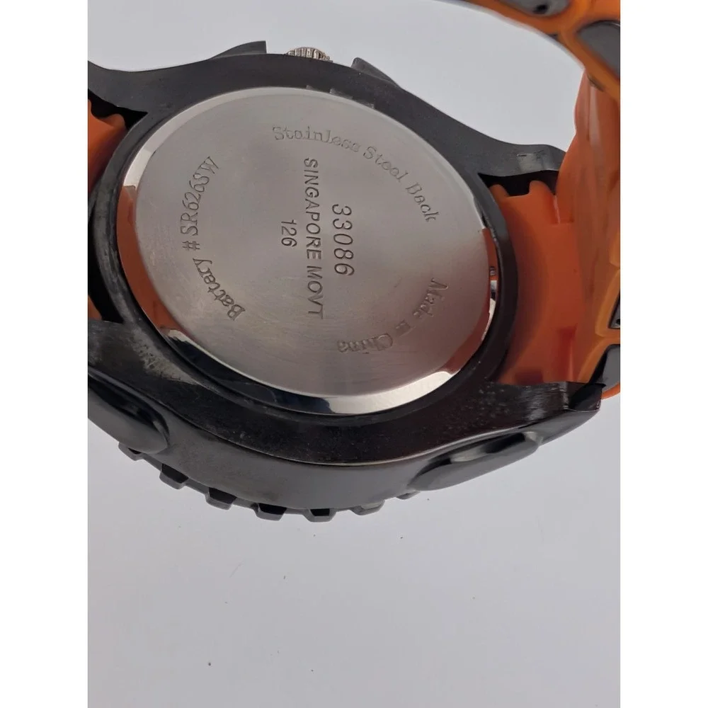 Men's Quartz Watch 48mm Case Rotating Bezel Orange 6.25